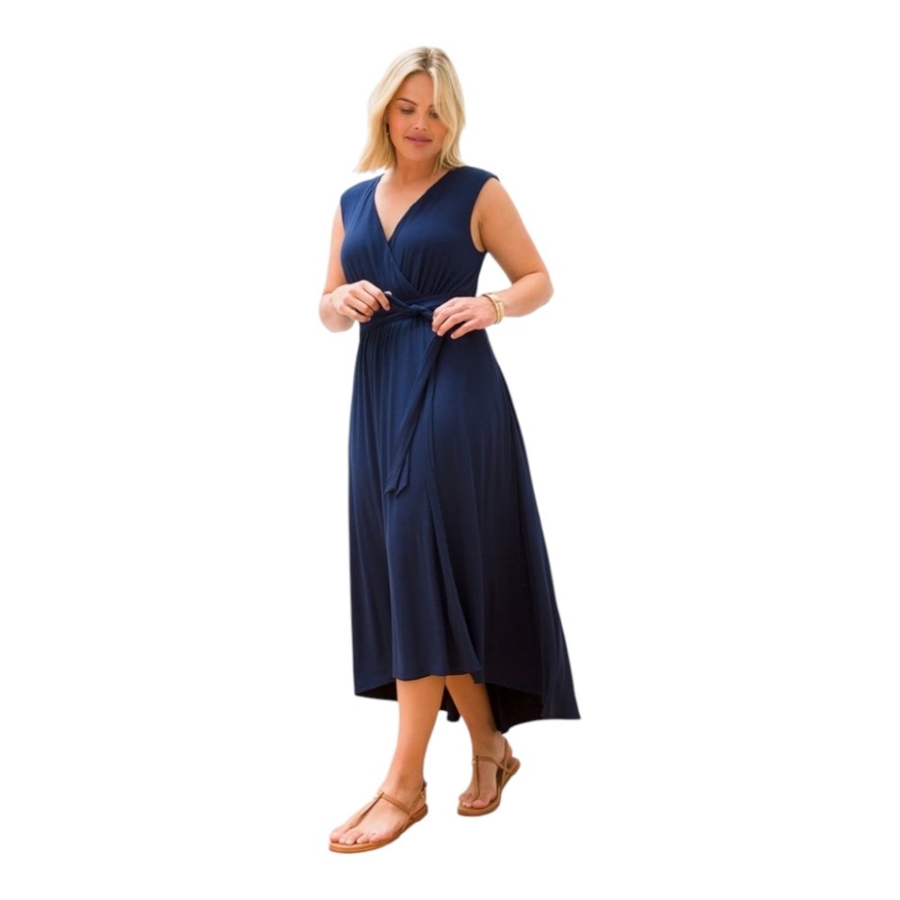 Soma Weekend Soft Jersey Faux Wrap Maxi Dress Navy Blue